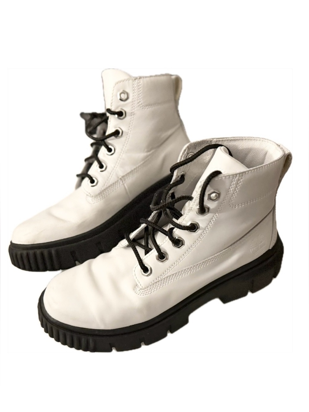 Timberland Women's Greyfield Mid White Leather Combat Boots Size 8